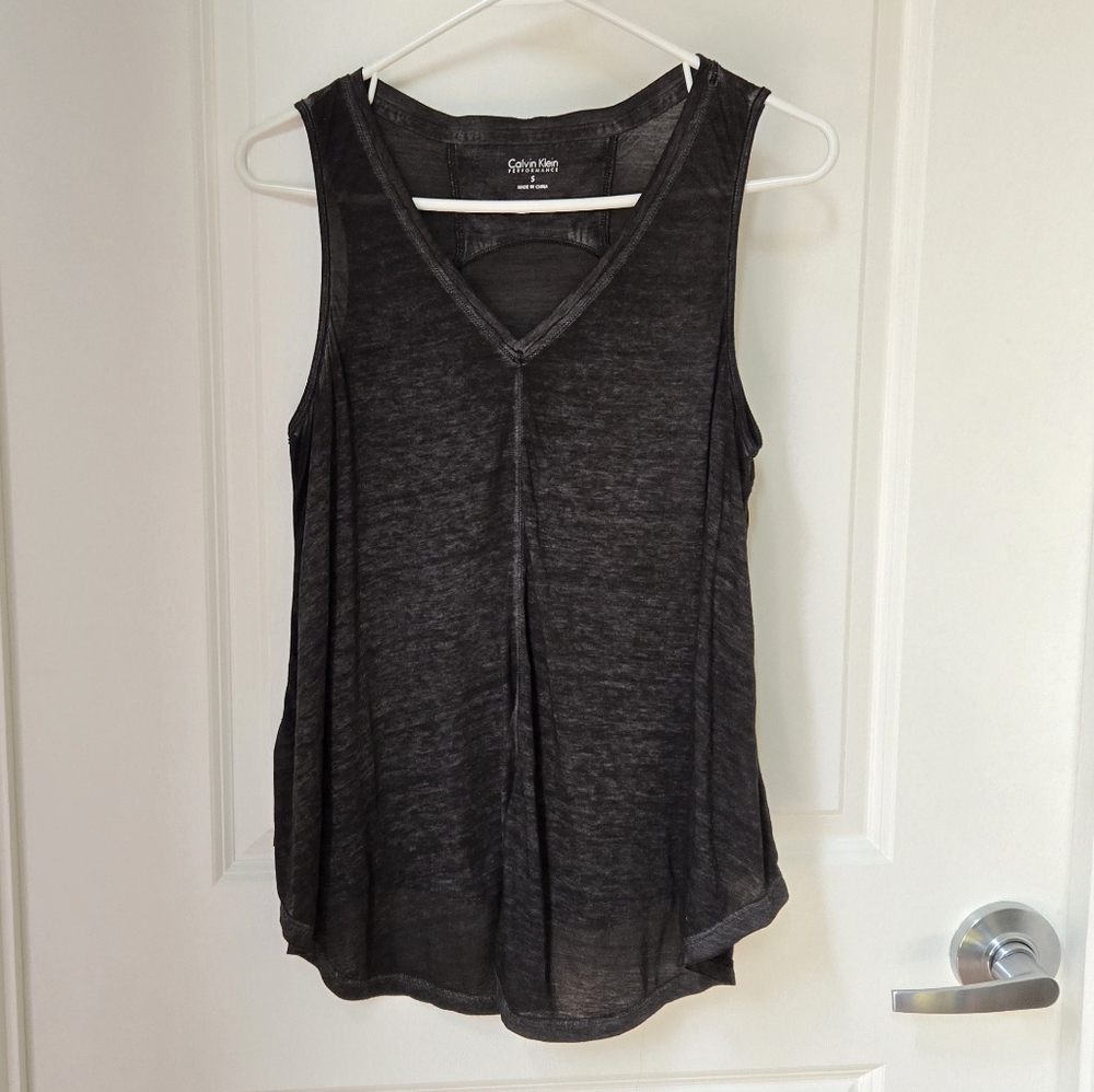 *Calvin Klein Women's Semi-Sheer Burnout Black Swing Tank Sz S